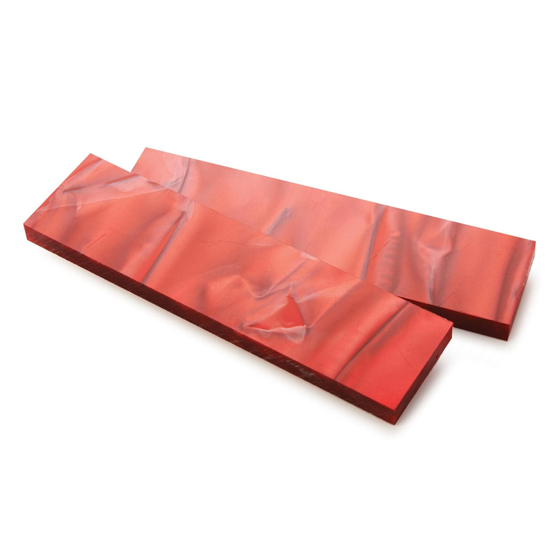 Acrylic Knife Scales - 1-1/2" W x 6" L - Pair - Color:Red Rage - Thickness:15/64"